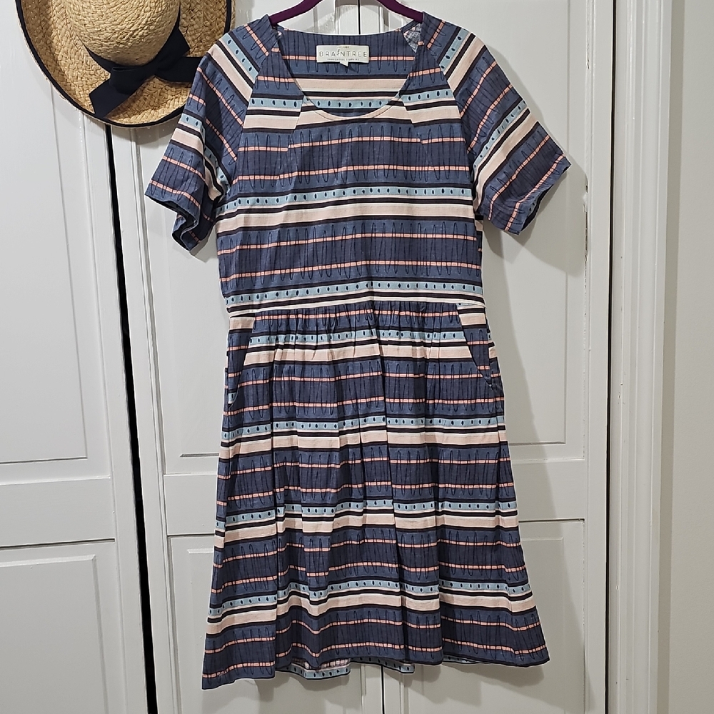 Striped Navy and White Midi Dress